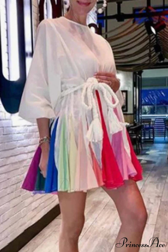 Florcoo Halter Neck Deep V Classic Knitted Bag Hip Mini Dress