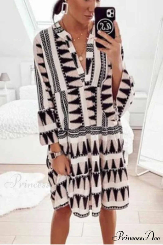 Florcoo Sexy Drawstring Trendy Split V-neck Mini Dress S / Black