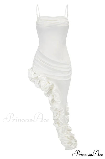 Florence Off Shoulder Charming Asymmetric Ruffle Dress