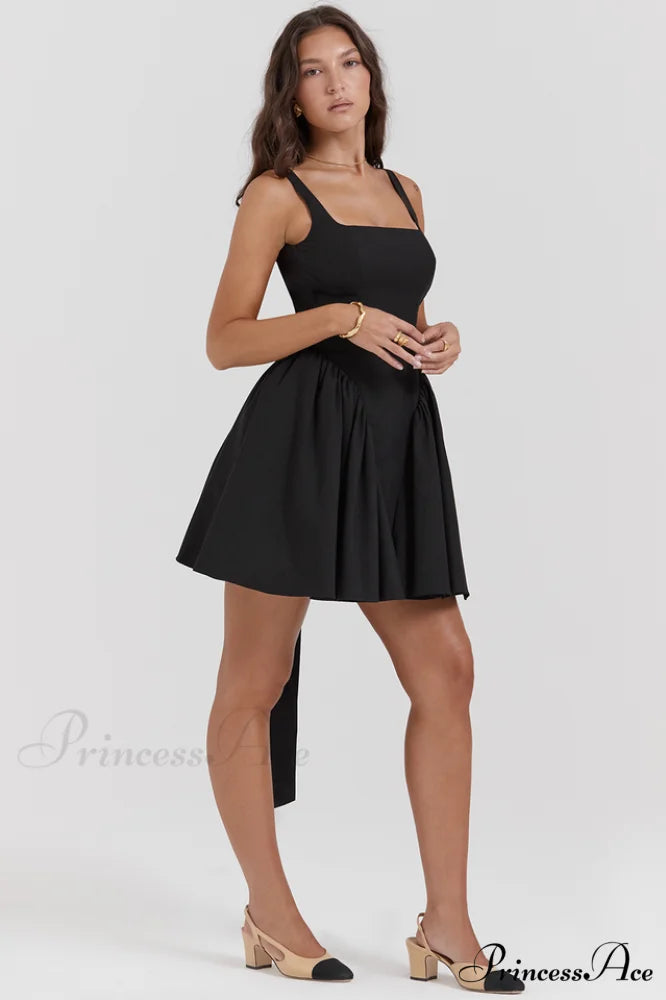 Florianne Black Stylish Bow Mini Dress