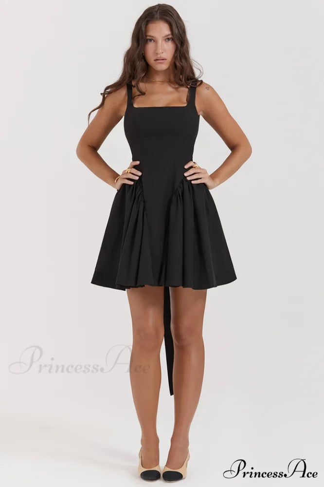 Florianne Black Stylish Bow Mini Dress