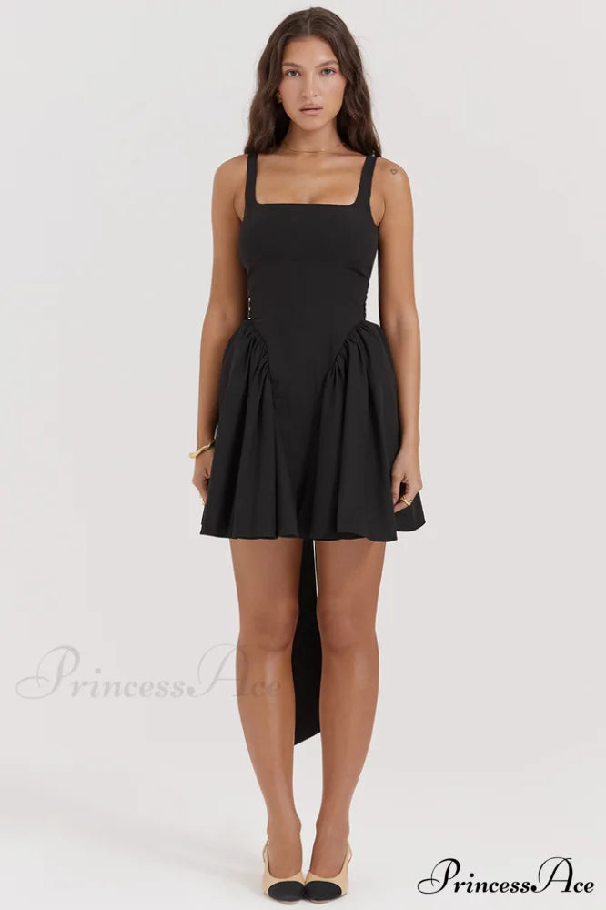 Florianne Black Stylish Bow Mini Dress XS / Black