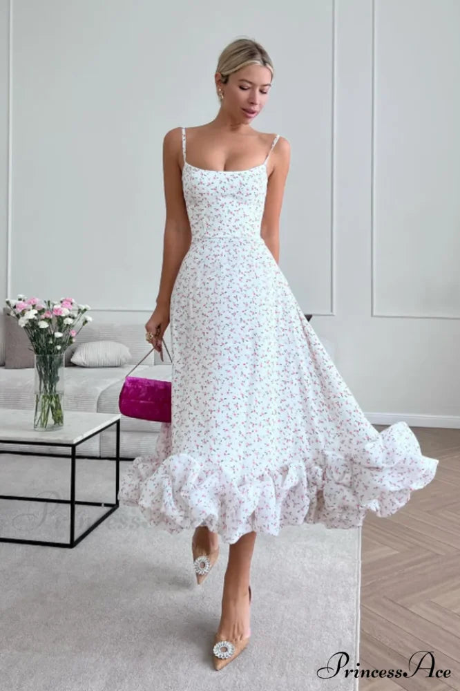 Flounce Bustier Stylish Midi Dress