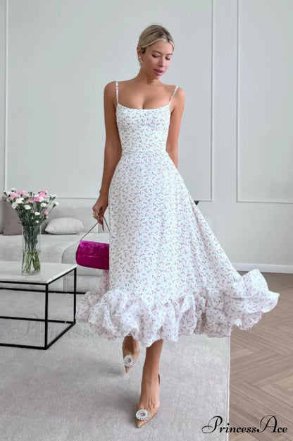 Flounce Bustier Stylish Midi Dress