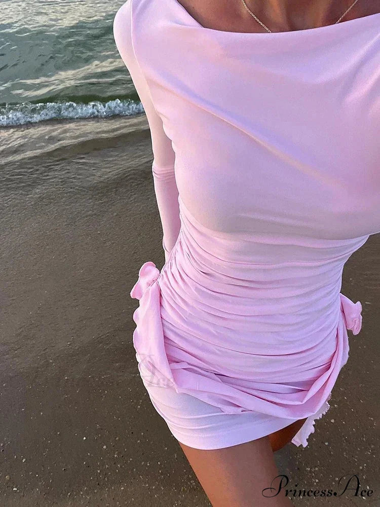 Flower Applique Wrap Mini Dress minidress-250223