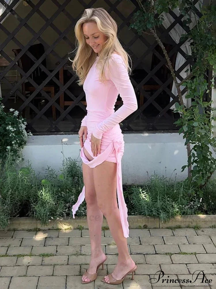 Flower Applique Wrap Mini Dress minidress-250223