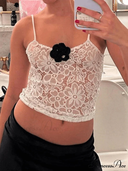 Flower Detail Cami Top Modern & Maxi Skirt Set White / S