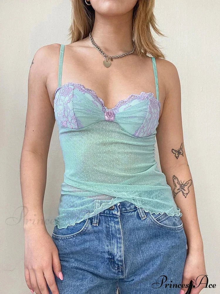 Flower Dotted Transparent Crop Top croptop-250223