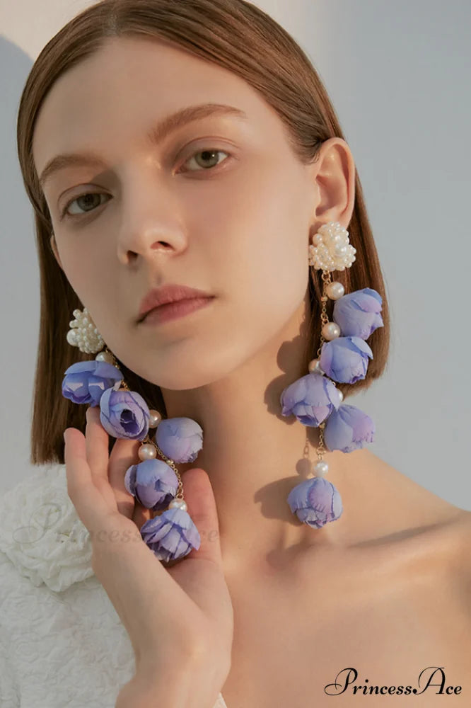 Flower Elegant Drop Earrings Lavender