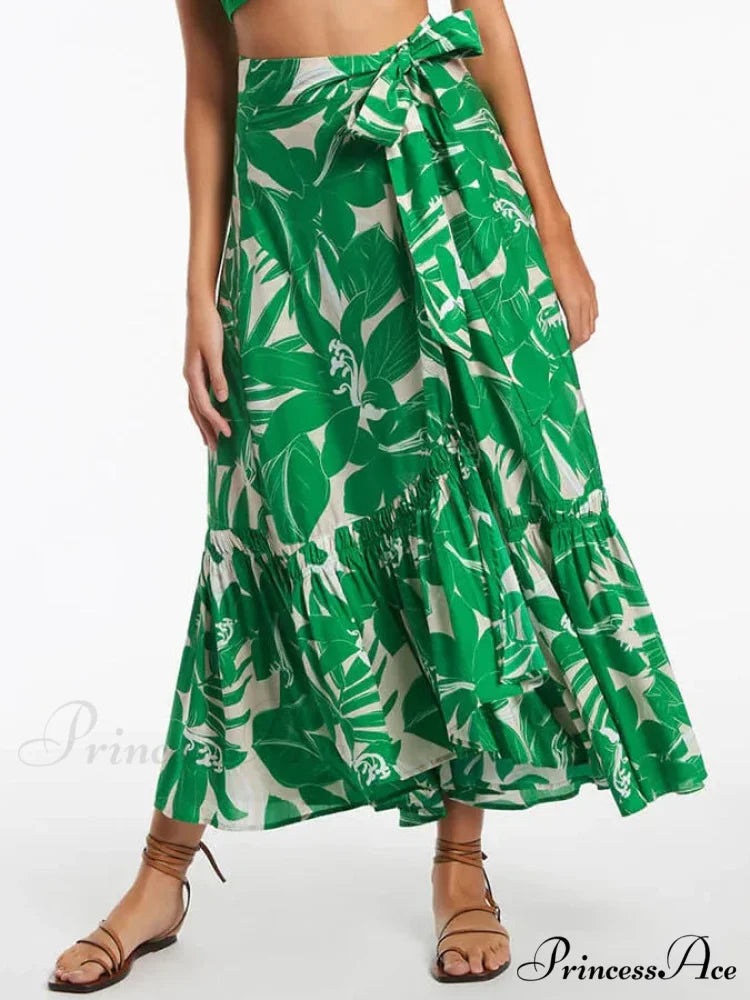 Flower Enhancing Plunge Neck Swimsuit Beach Attire Single Piece green2 / S onepiece-250223