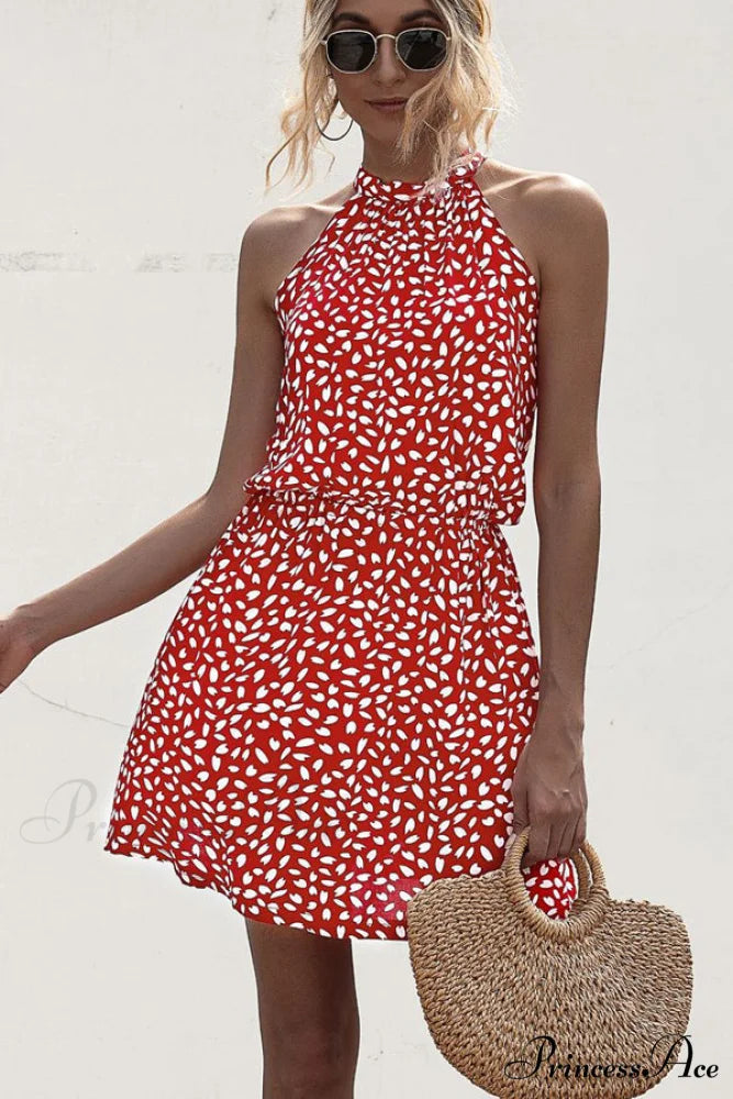 Flower Halter Neck A Modern Style Solid Casual Dress