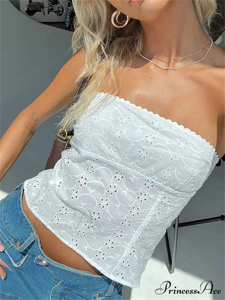 Flower Hollowed-out Bandeau Top croptop-250126