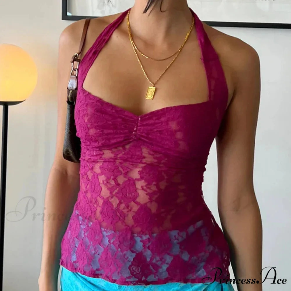 Flower Lace Mesh Transparent Backless Crop Top croptop-250126