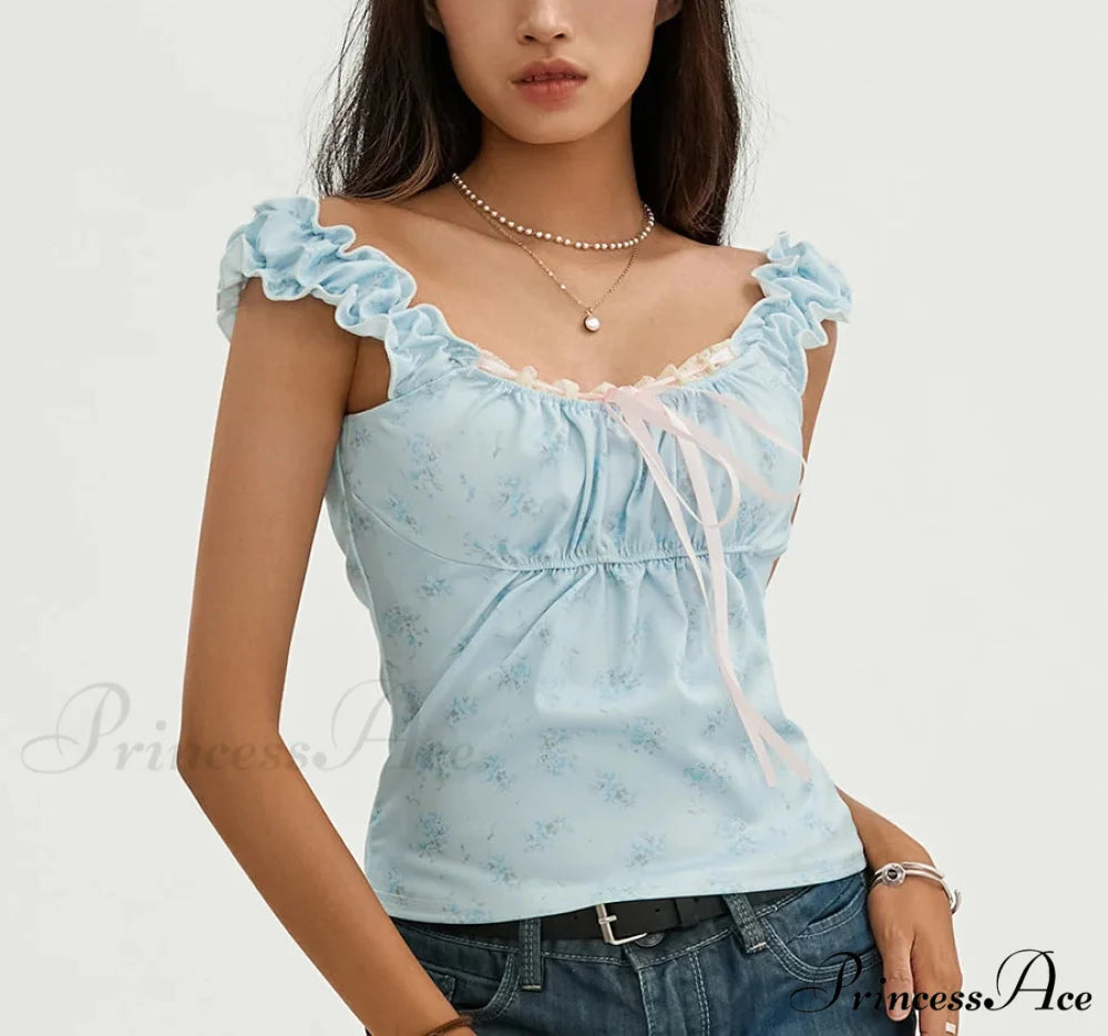 Flower Lace Patchwork Sleeveless Fitted Club Crop Vest croptop-250126