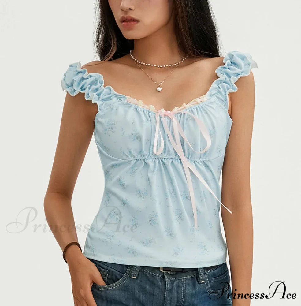 Flower Lace Patchwork Sleeveless Fitted Club Crop Vest croptop-250126