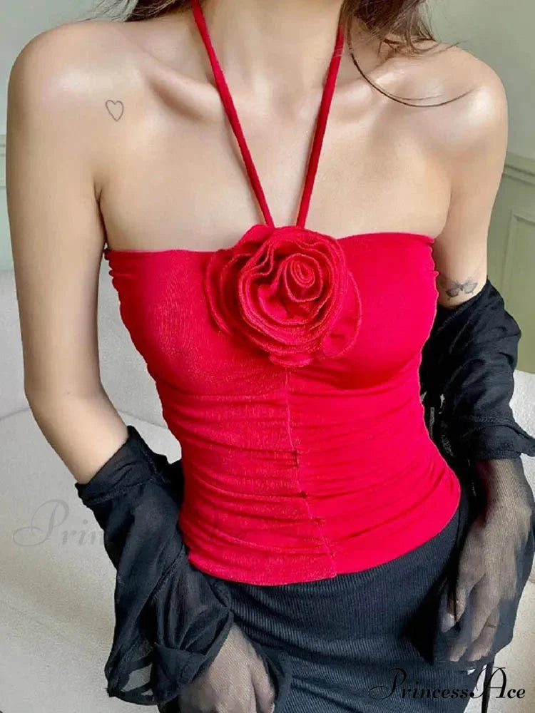 Flower Patchwork halter Tubes Off Shoulder Backless Tank 2024 Sexy Women Off Shoulder Ruched Black Mini Vests Tank top