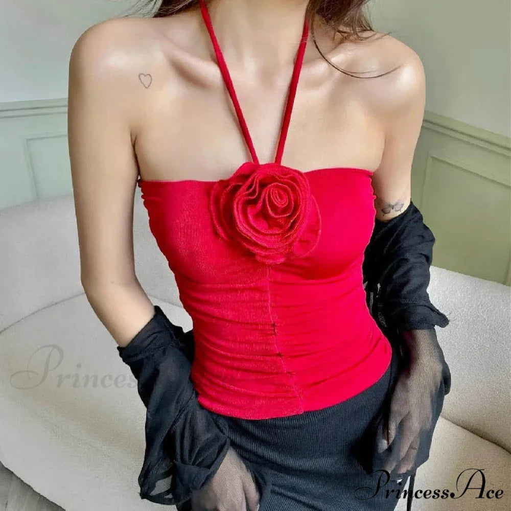 Flower Patchwork halter Tubes Off Shoulder Backless Tank 2024 Sexy Women Off Shoulder Ruched Black Mini Vests Tank top