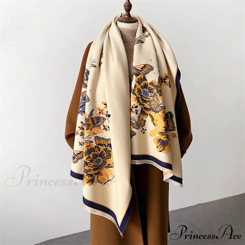 Flower Pattern Cozy Cashmere Winter Scarf red1 scarf-241228