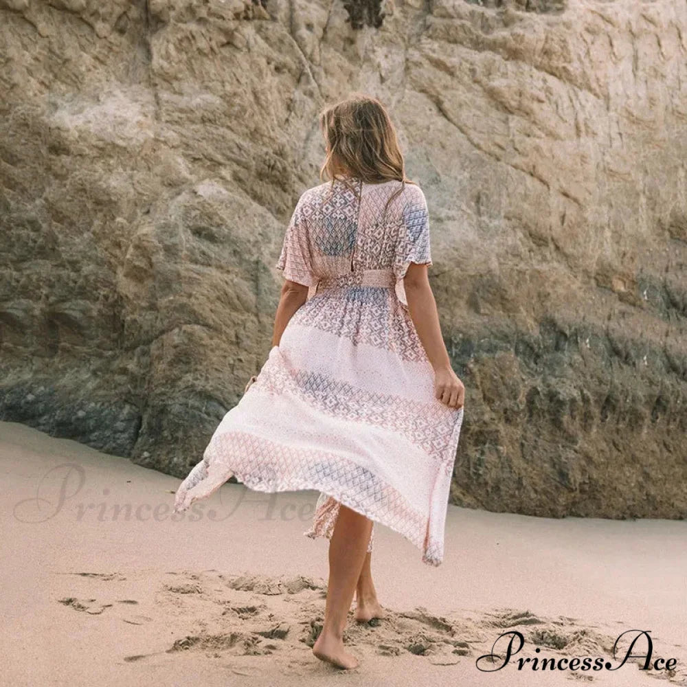 Flower Pattern Loose Dress Swimsuit Cover-Up bohodress-250126