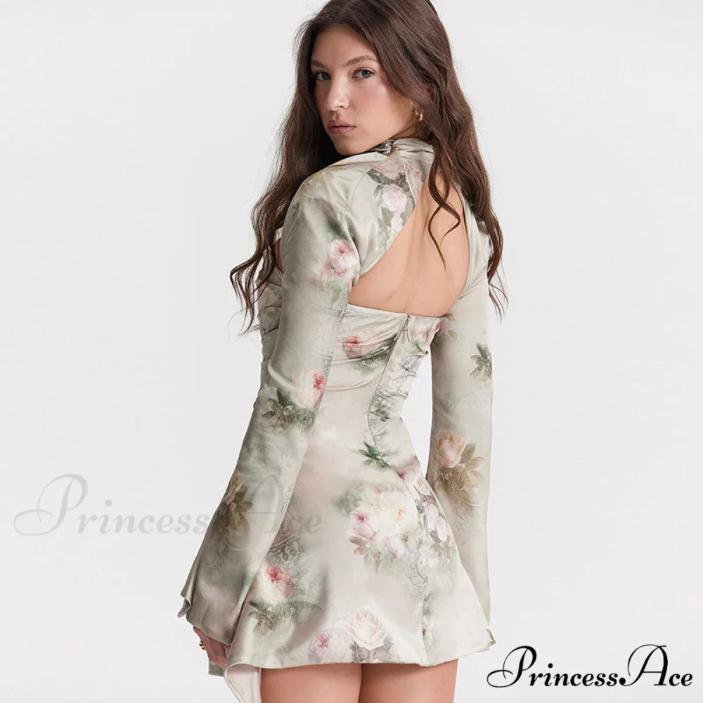 Flower Print Cowl Neck Sleeveless Classic High Slit Midi Sundress - Pink L / Floral