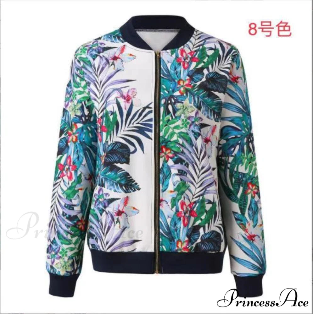 Flower Print Long Sleeve Coats