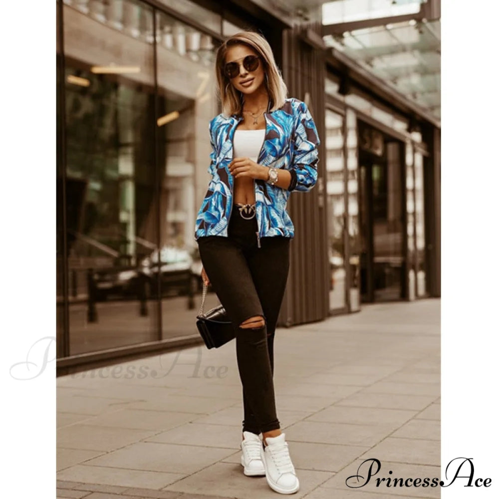 Flower Print Long Sleeve Coats