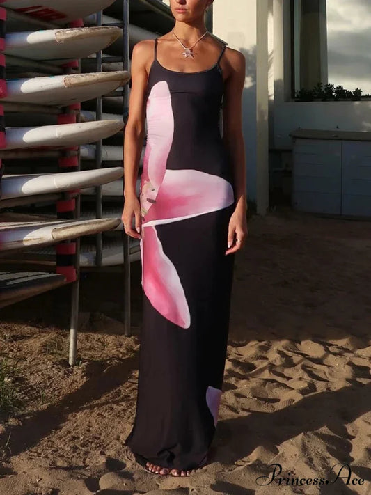 Flower Slip Thin Strap Open-Back Bohemian Sun Dress floraldress-250126