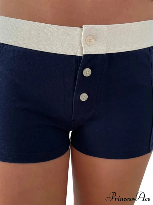 Flower Striped Pajama Sleep Short navy / S short-250223