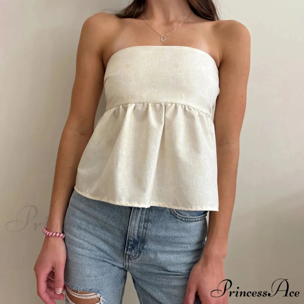 Flower Tie Open-Back Cropped Top white 1 / S croptop-250223