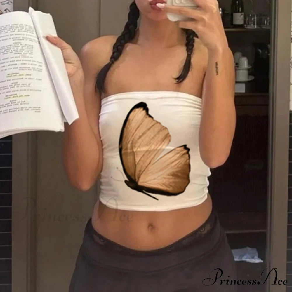 Flower Tube Top Bandeau Fitted Summer Crop croptop-250126