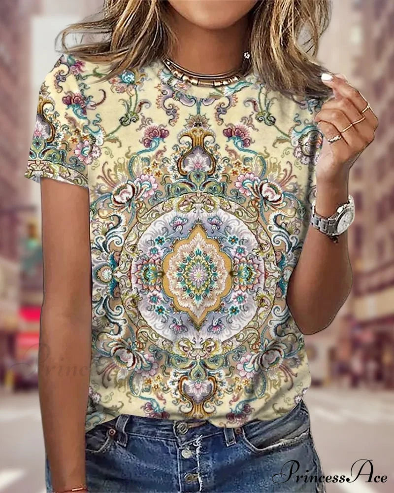 Flowered Brief with Design Tee Sleeves Yellow / S