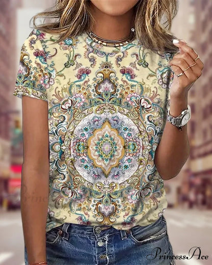 Flowered Brief with Design Tee Sleeves Yellow / S