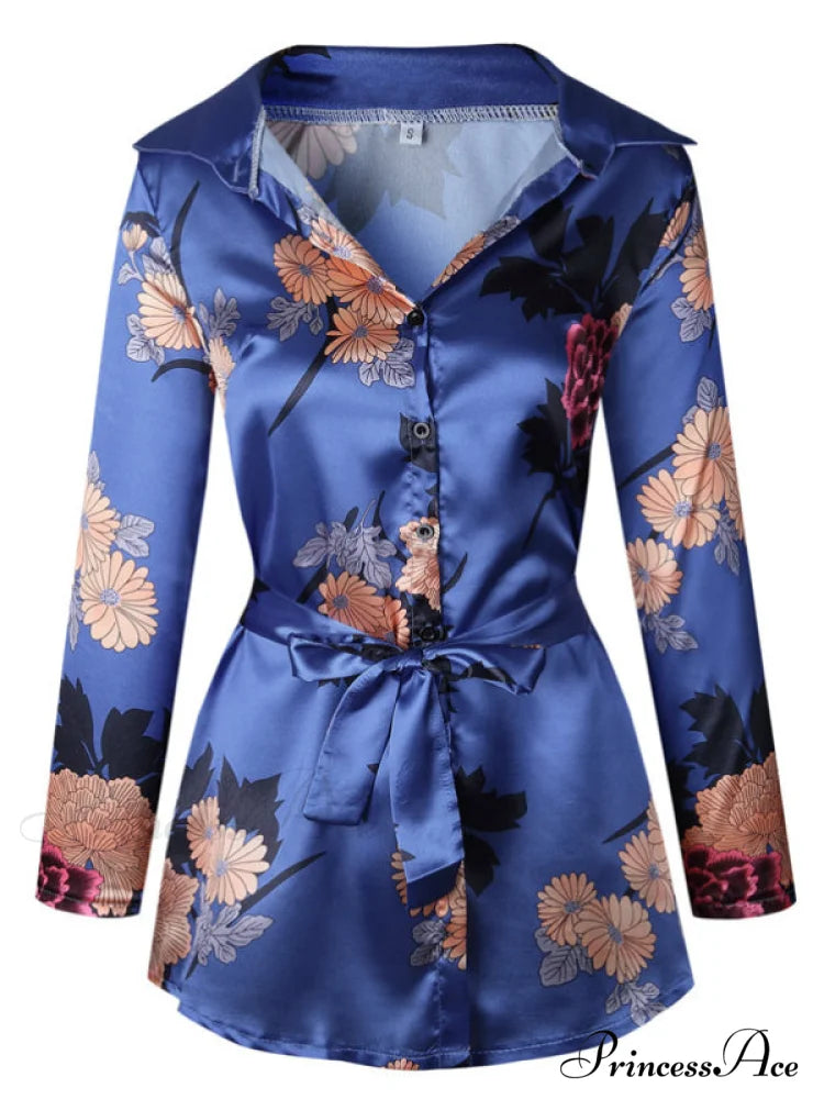Flowered Gown Women Notched Long Sexy Warm-Season Design Arm Split M / Yellow