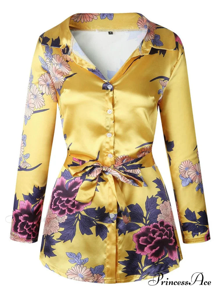Flowered Gown Women Notched Long Sexy Warm-Season Design Arm Split S / Black