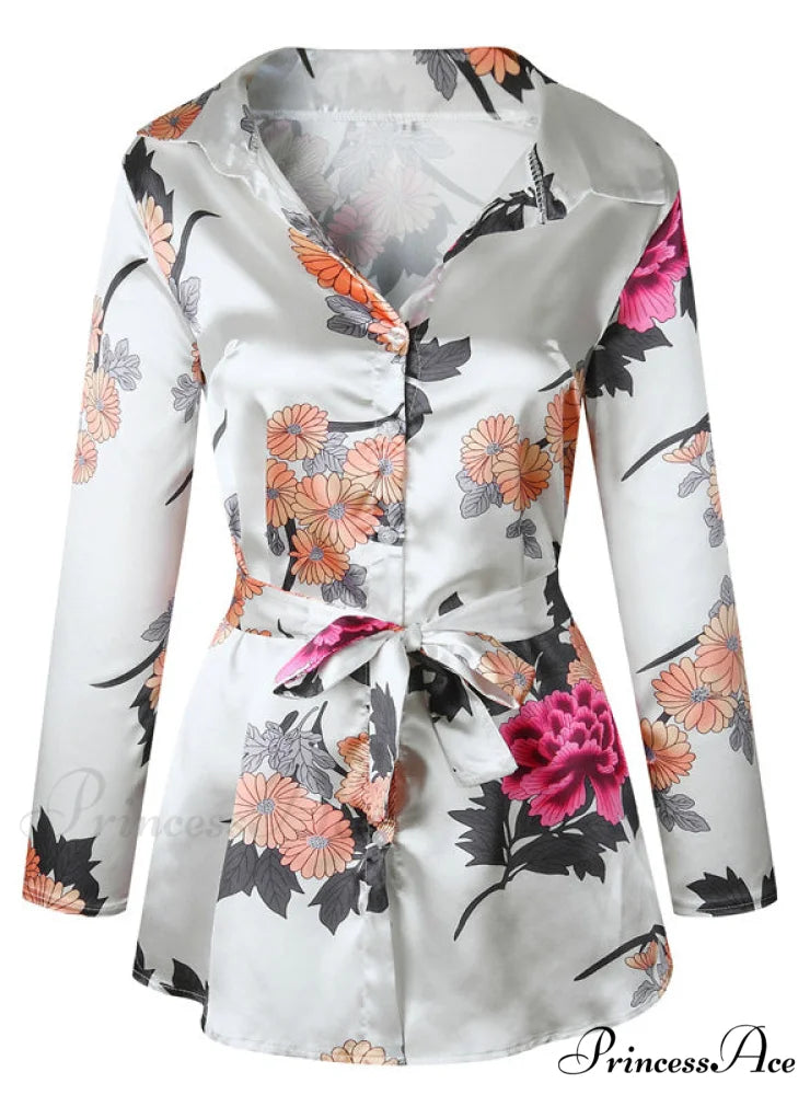 Flowered Gown Women Notched Long Sexy Warm-Season Design Arm Split S / Orange