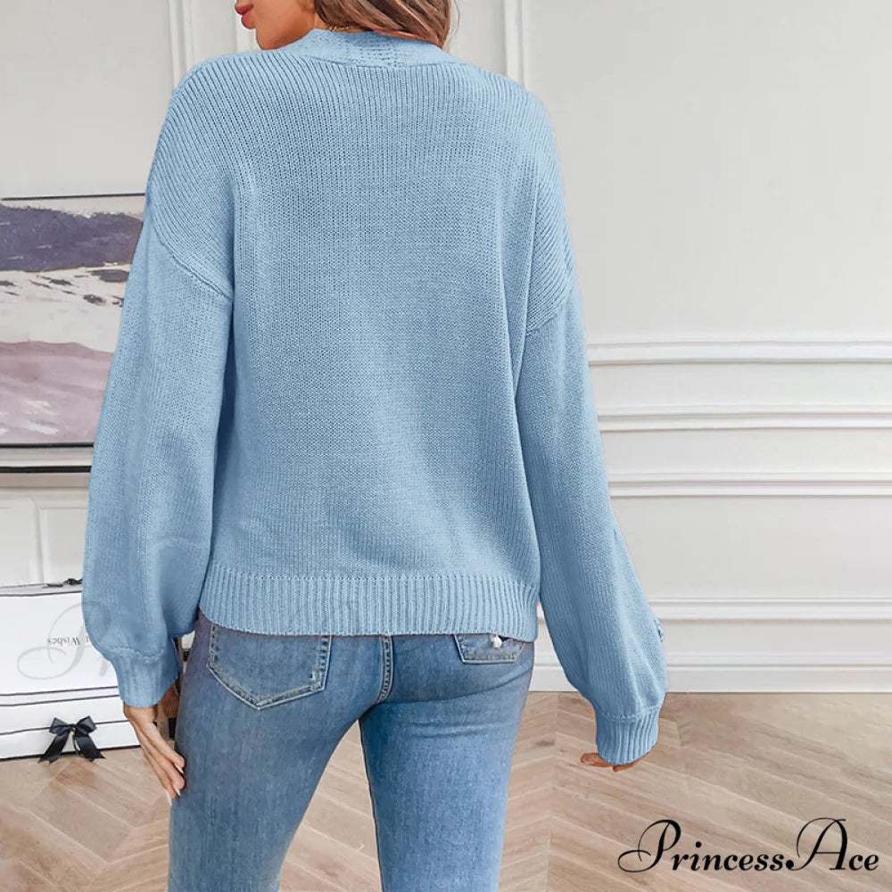 Flowered Knitted Cardigan