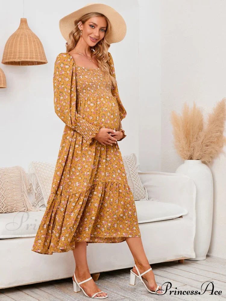 Flowered Maternity Small with Chiffon Gown Print