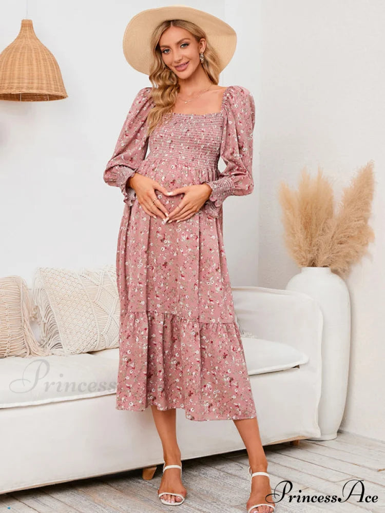 Flowered Maternity Small with Chiffon Gown Print