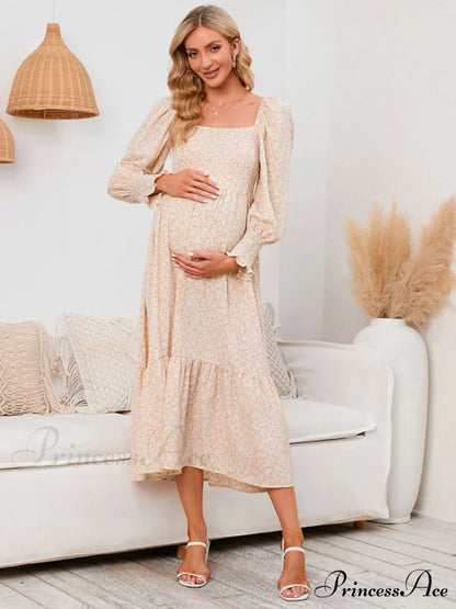 Flowered Maternity Small with Chiffon Gown Print
