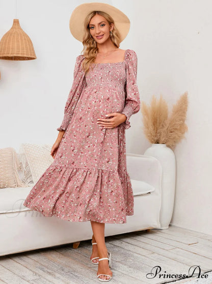 Flowered Maternity Small with Chiffon Gown Print