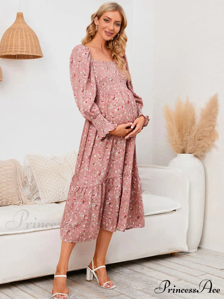 Flowered Maternity Small with Chiffon Gown Print