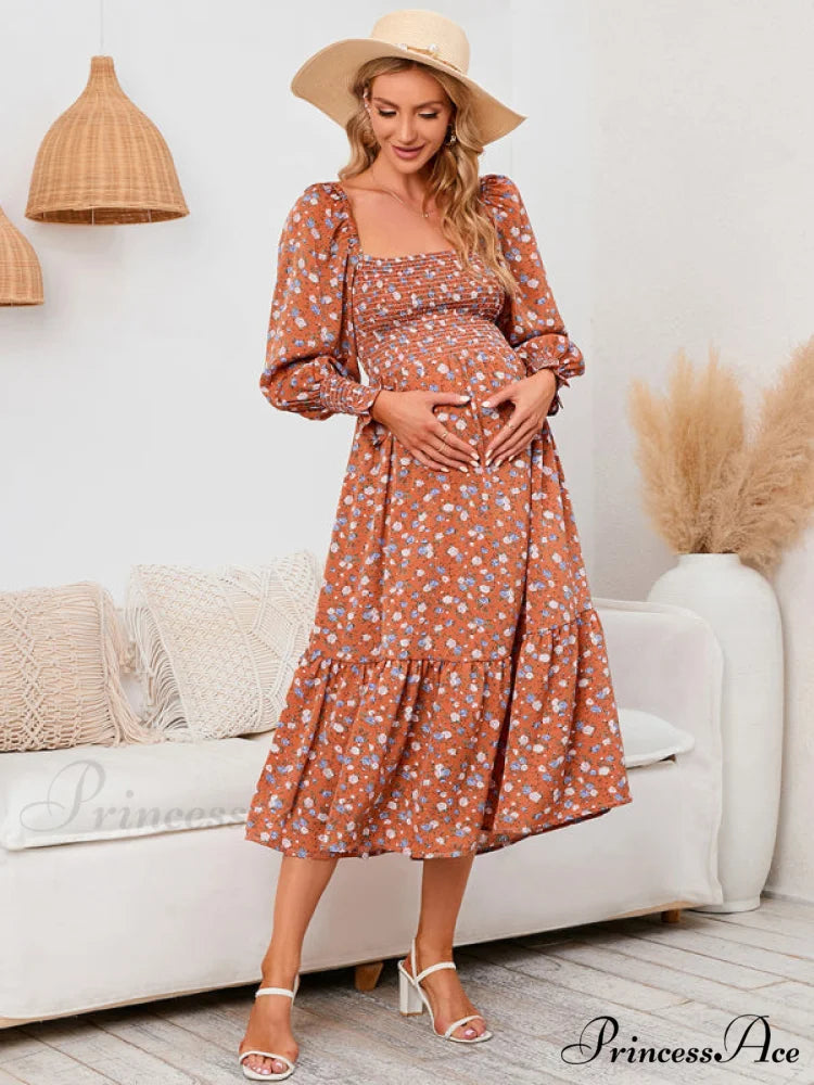 Flowered Maternity Small with Chiffon Gown Print
