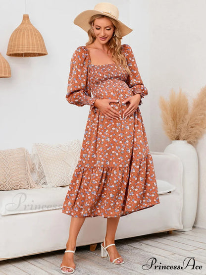 Flowered Maternity Small with Chiffon Gown Print