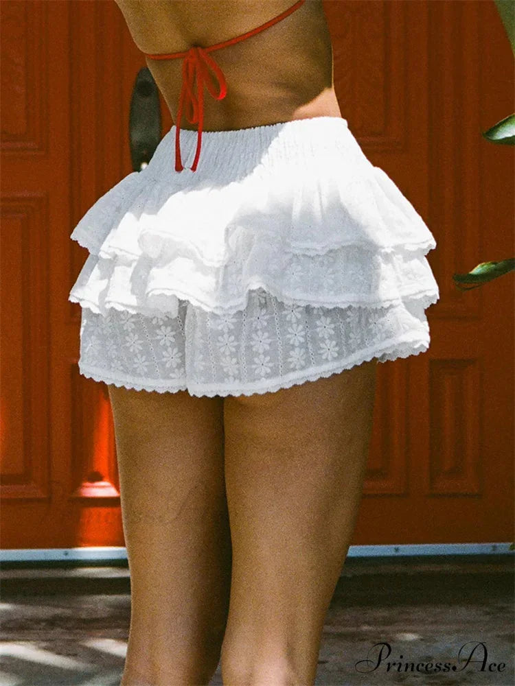 Flowing Flower Pattern Tiered Skirt skirts-250223