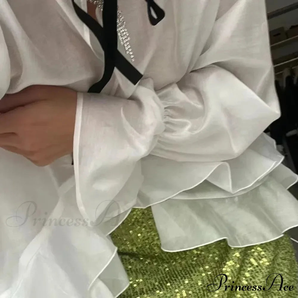 Flowing Ivory Frilled Top blouse-250223