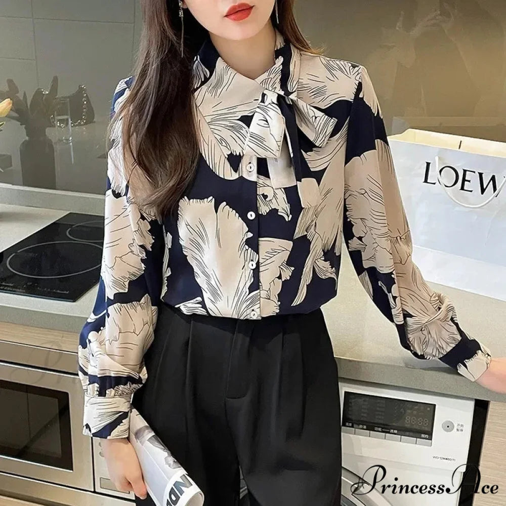 Flowy Blossom Button Up Long Sleeve Blouse blouse-250126