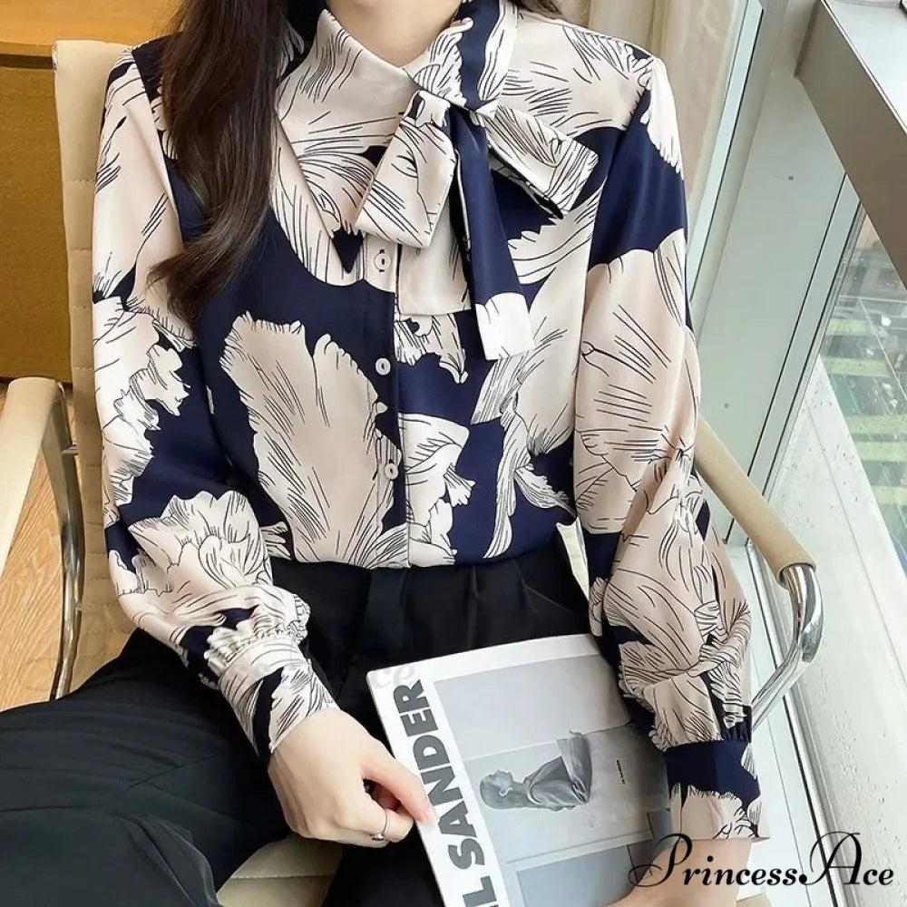 Flowy Blossom Button Up Long Sleeve Blouse blouse-250126