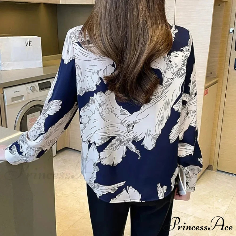 Flowy Blossom Button Up Long Sleeve Blouse blouse-250126