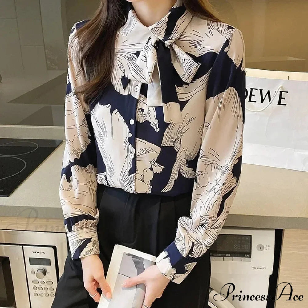 Flowy Blossom Button Up Long Sleeve Blouse blouse-250126