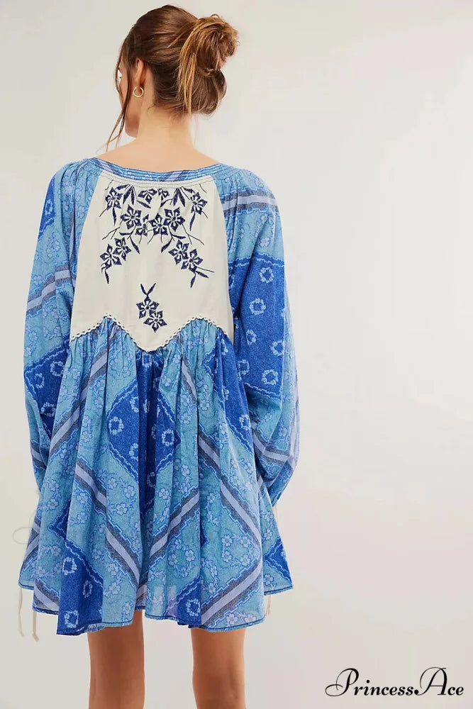 Flowy Flower Bohemian Short Dress bohodress-250126